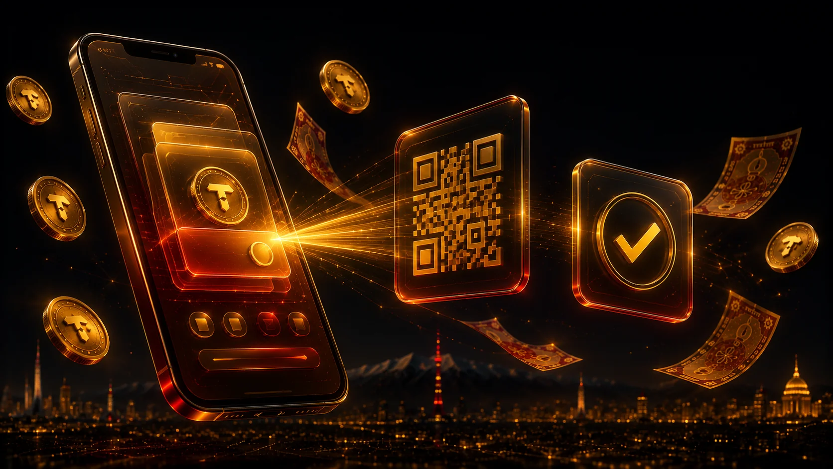 MBank в казино Кыргызстан — смартфон с приложением и QR-код для депозита